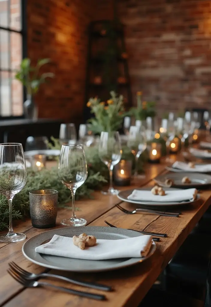 25 Brick Wedding Venue Decor Ideas With Industrial Chic Style 19 25 Brick Wedding Venue Decor Ideas With Industrial Chic Style - 7. Industrial Table Settings