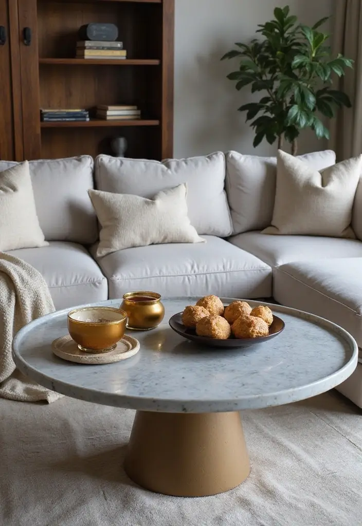 25 Gray Marble Living Room Decor Ideas For Modern Spaces - 13. Gray Marble Serving Tray