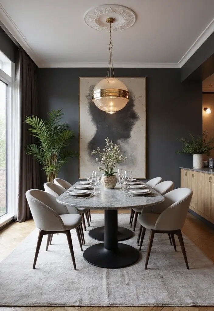 25 Gray Marble Living Room Decor Ideas For Modern Spaces - 15. Gray Marble Dining Table