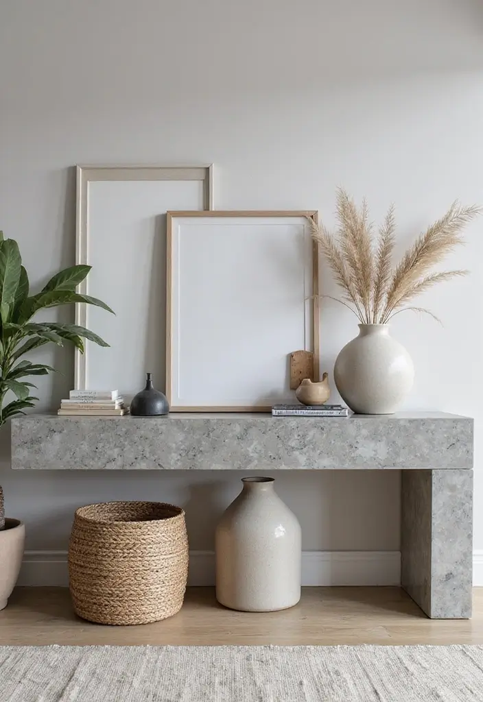 25 Gray Marble Living Room Decor Ideas For Modern Spaces - 16. Gray Marble Console Table