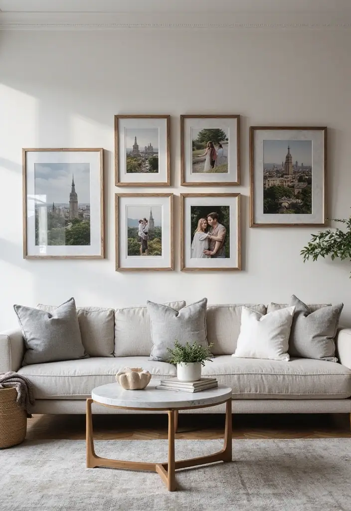 25 Gray Marble Living Room Decor Ideas For Modern Spaces - 18. Gray Marble Picture Frames