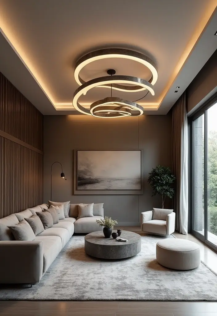 25 Gray Marble Living Room Decor Ideas For Modern Spaces - 25. Gray Marble Ceiling Lights
