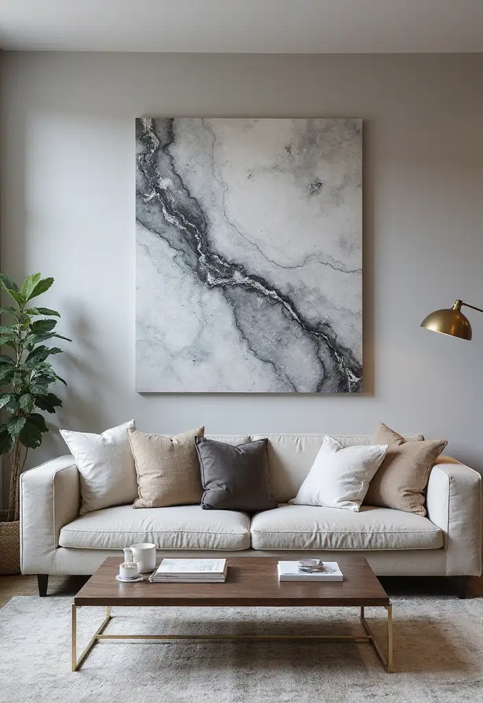 25 Gray Marble Living Room Decor Ideas For Modern Spaces - 6. Gray Marble Artwork