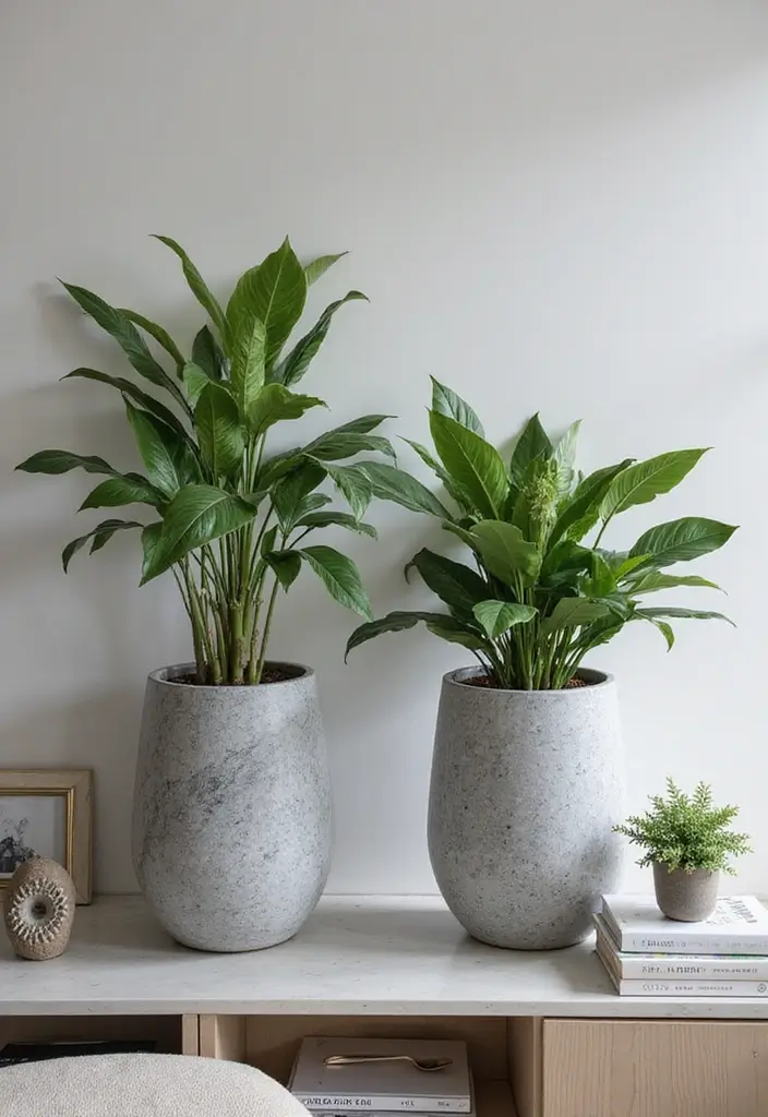 25 Gray Marble Living Room Decor Ideas For Modern Spaces - 7. Gray Marble Planters