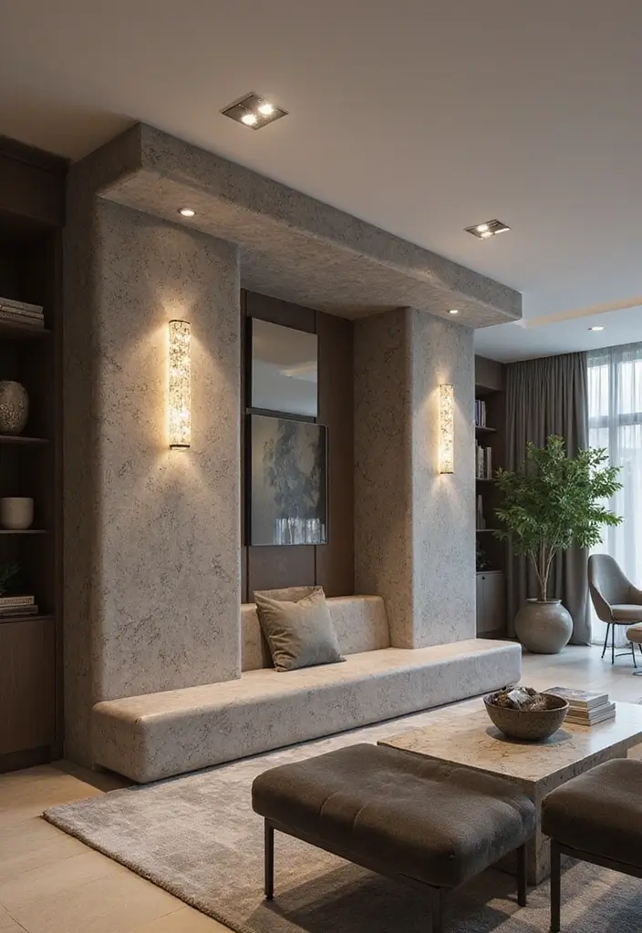 25 Gray Marble Living Room Decor Ideas For Modern Spaces - 9. Gray Marble Lighting Fixtures