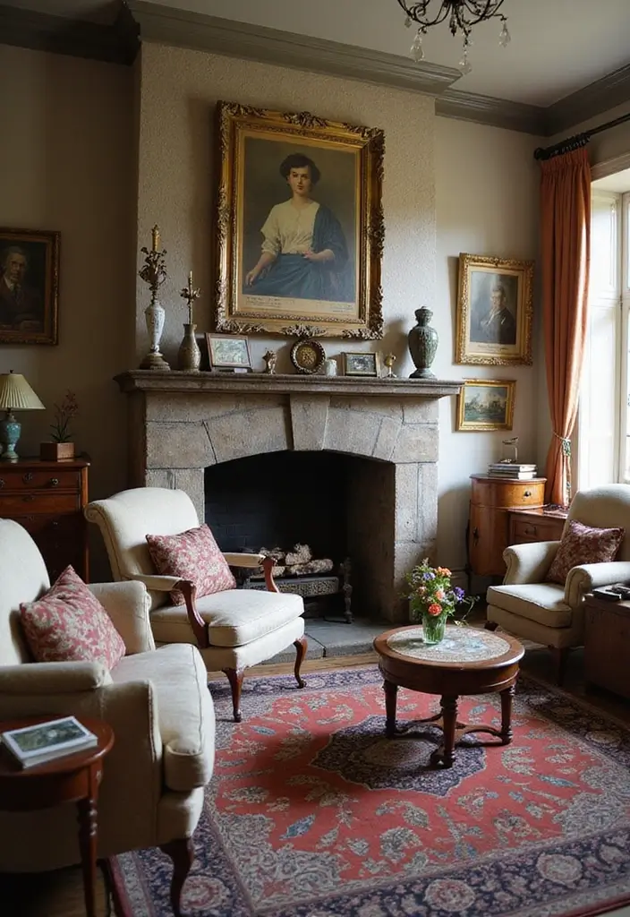 25 Home Decor Ideas For Living Rooms In Dream Houses With Stone Fireplaces - 12. Vintage Touches