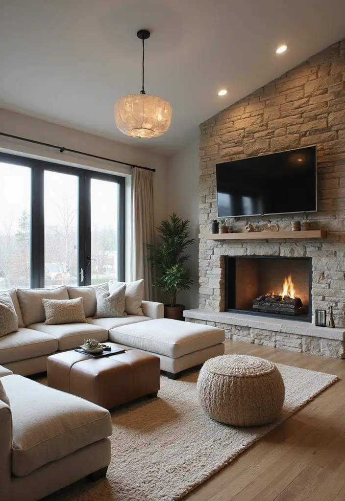 25 Home Decor Ideas For Living Rooms In Dream Houses With Stone Fireplaces - 20. Multi-Functional Spaces