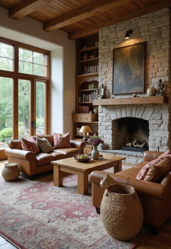 25 Home Decor Ideas For Living Rooms In Dream Houses With Stone Fireplaces - 4. Layered Textures