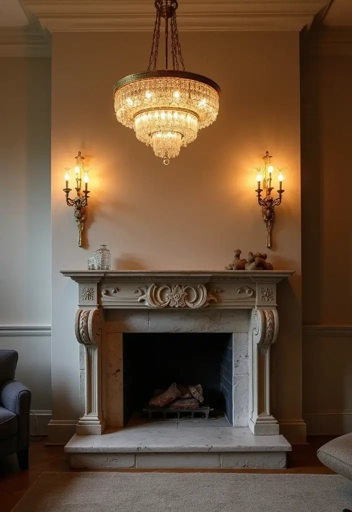 25 Home Decor Ideas For Living Rooms In Dream Houses With Stone Fireplaces - 6. Statement Lighting