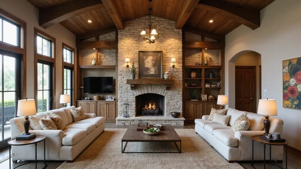 25 Home Decor Ideas For Living Rooms In Dream Houses With Stone Fireplaces