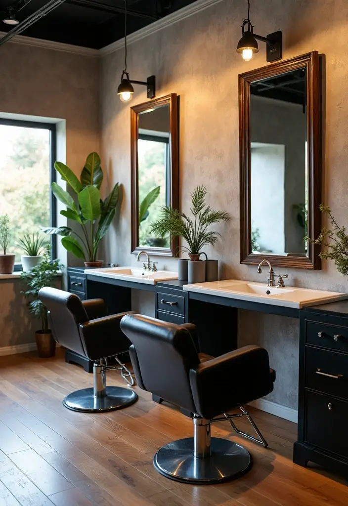 25 Industrial Hair Salon Decor Ideas With Edgy Appeal - 13. Industrial Mirrors