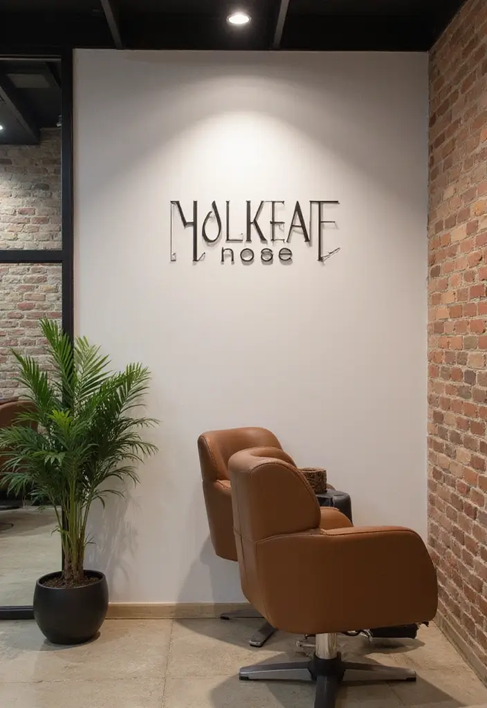 25 Industrial Hair Salon Decor Ideas With Edgy Appeal - 17. Personalized Branding Elements