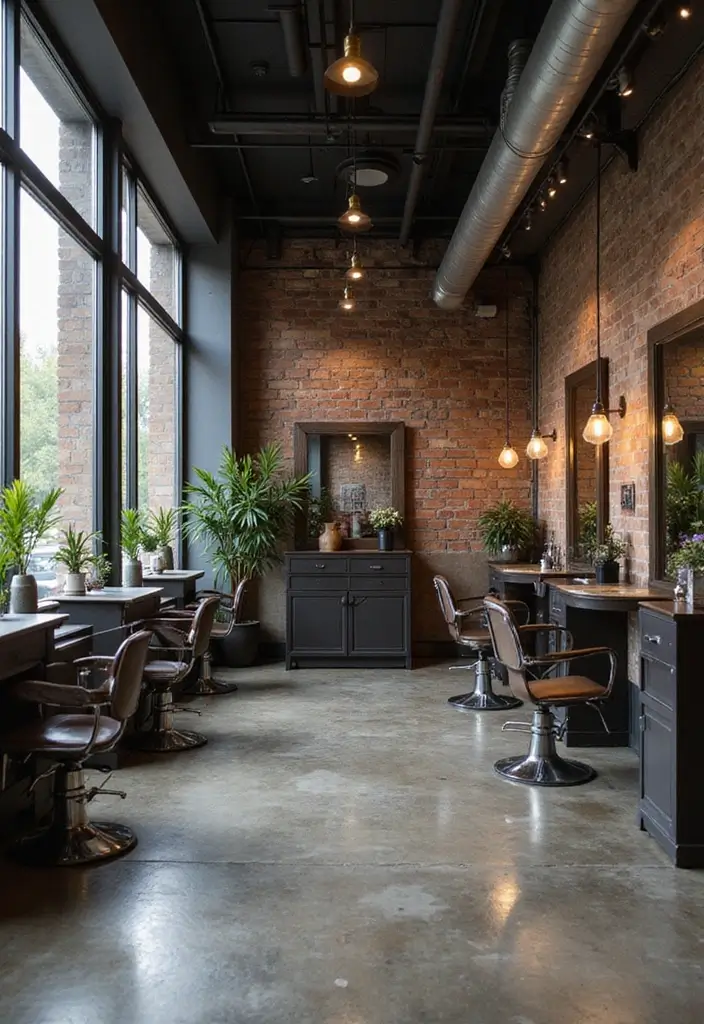 25 Industrial Hair Salon Decor Ideas With Edgy Appeal - 2. Metal Accents