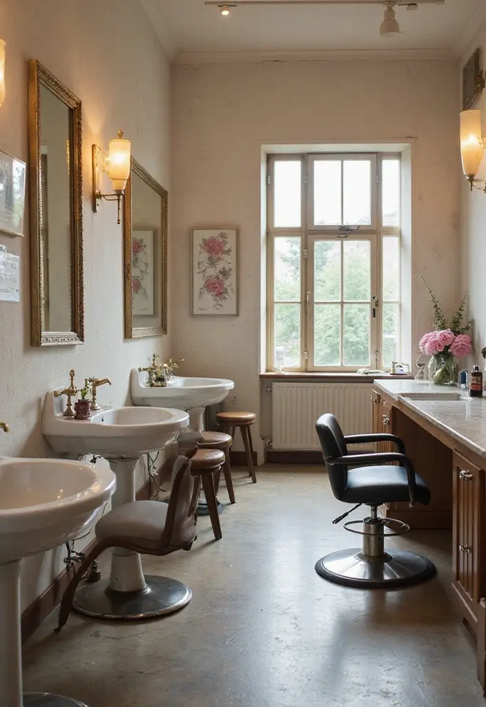 25 Industrial Hair Salon Decor Ideas With Edgy Appeal - 22. Unique Shampoo Stations