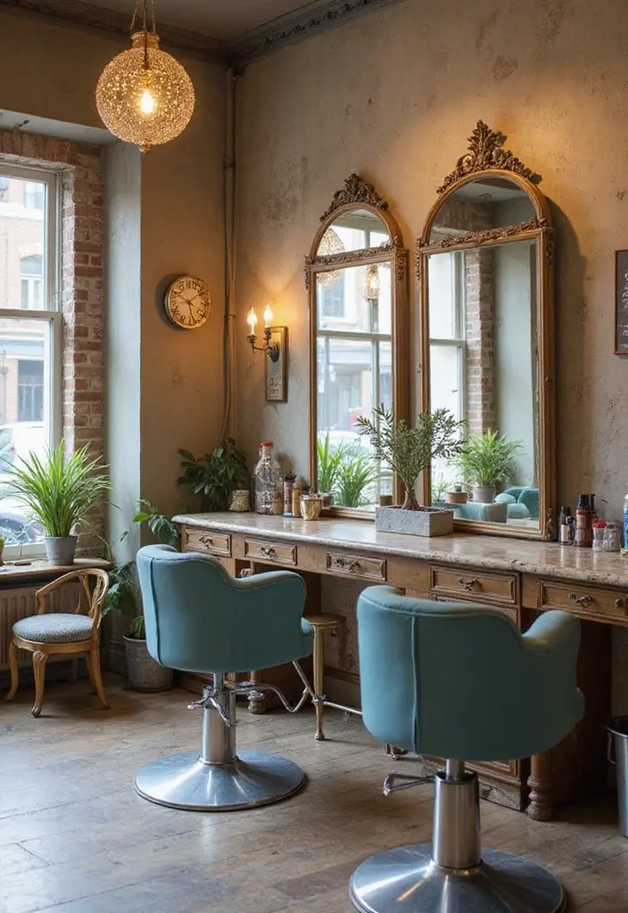 25 Industrial Hair Salon Decor Ideas With Edgy Appeal - 7. Unique Styling Stations