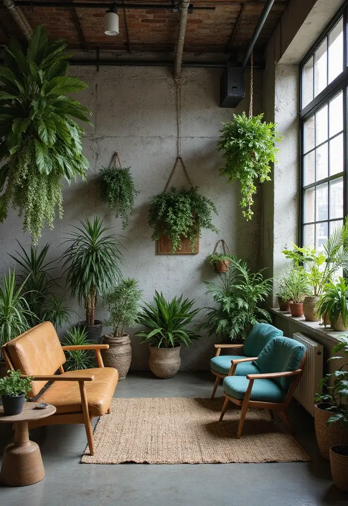 25 Industrial Living Room Decor Ideas For Loft Aesthetic Homes 21 25 Industrial Living Room Decor Ideas For Loft Aesthetic Homes - 13. Plants and Greenery