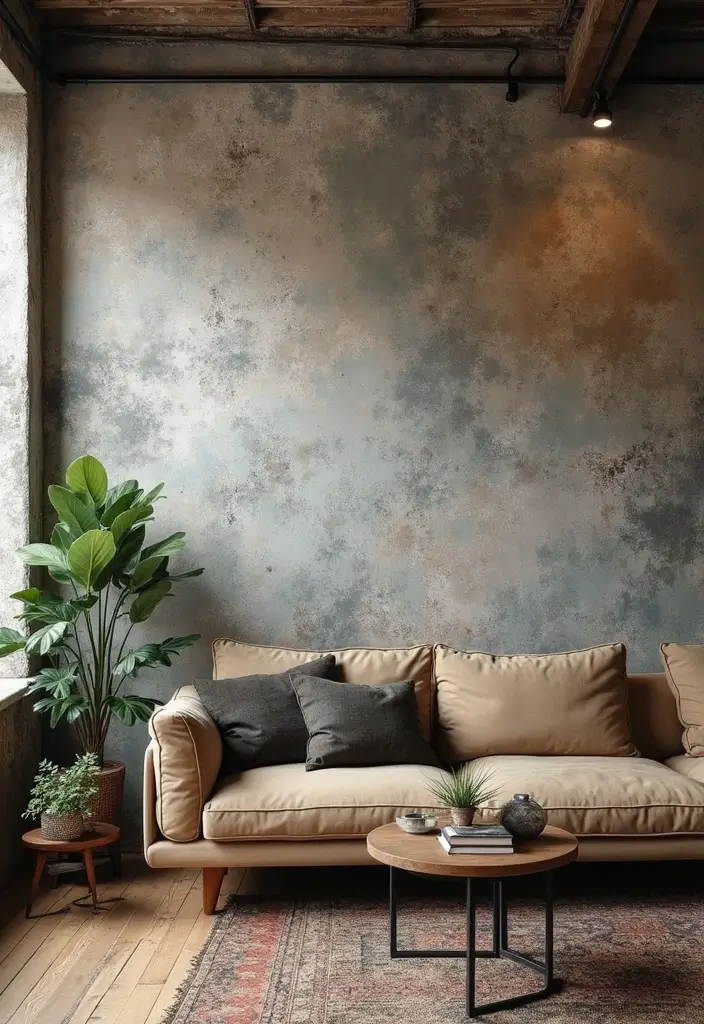 25 Industrial Living Room Decor Ideas For Loft Aesthetic Homes 23 25 Industrial Living Room Decor Ideas For Loft Aesthetic Homes - 15. Artistic Wall Treatments