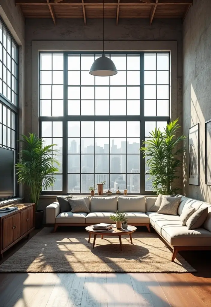 25 Industrial Living Room Decor Ideas For Loft Aesthetic Homes 38 25 Industrial Living Room Decor Ideas For Loft Aesthetic Homes - 22. Floor-to-Ceiling Windows