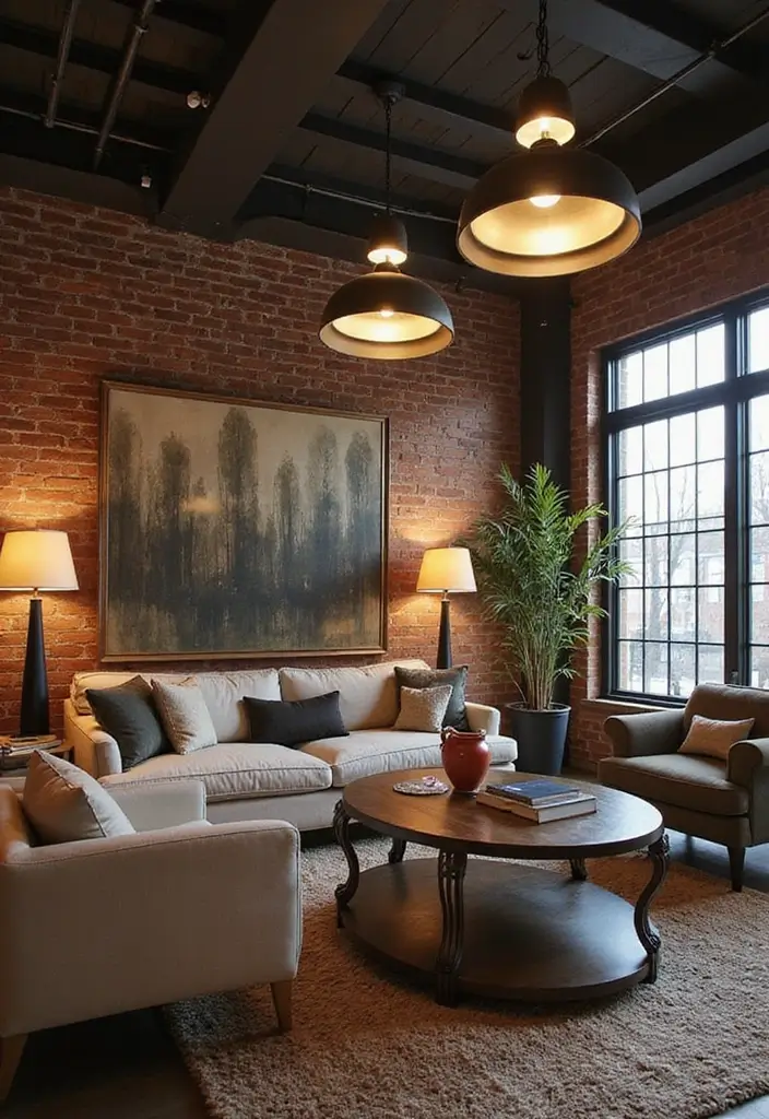 25 Industrial Living Room Decor Ideas For Loft Aesthetic Homes 5 25 Industrial Living Room Decor Ideas For Loft Aesthetic Homes - 5. Statement Lighting