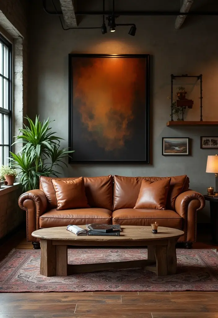 25 Industrial Living Room Decor Ideas For Loft Aesthetic Homes 7 25 Industrial Living Room Decor Ideas For Loft Aesthetic Homes - 7. Leather Accents