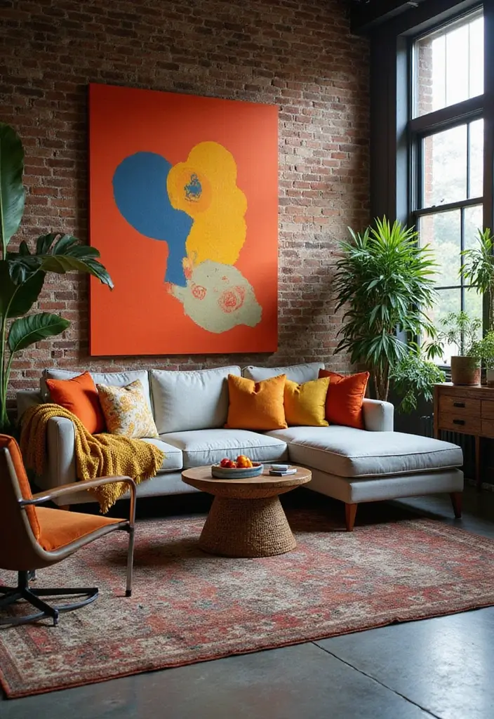 25 Industrial Living Room Decor Ideas For Loft Aesthetic Homes 11 25 Industrial Living Room Decor Ideas For Loft Aesthetic Homes - 9. Bold Color Accents