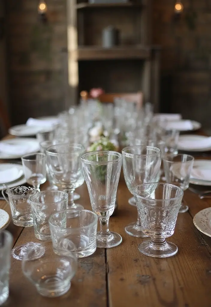 25 Modern Industrial Wedding Decor Ideas For Stylish Ceremonies - 14. Vintage Glassware