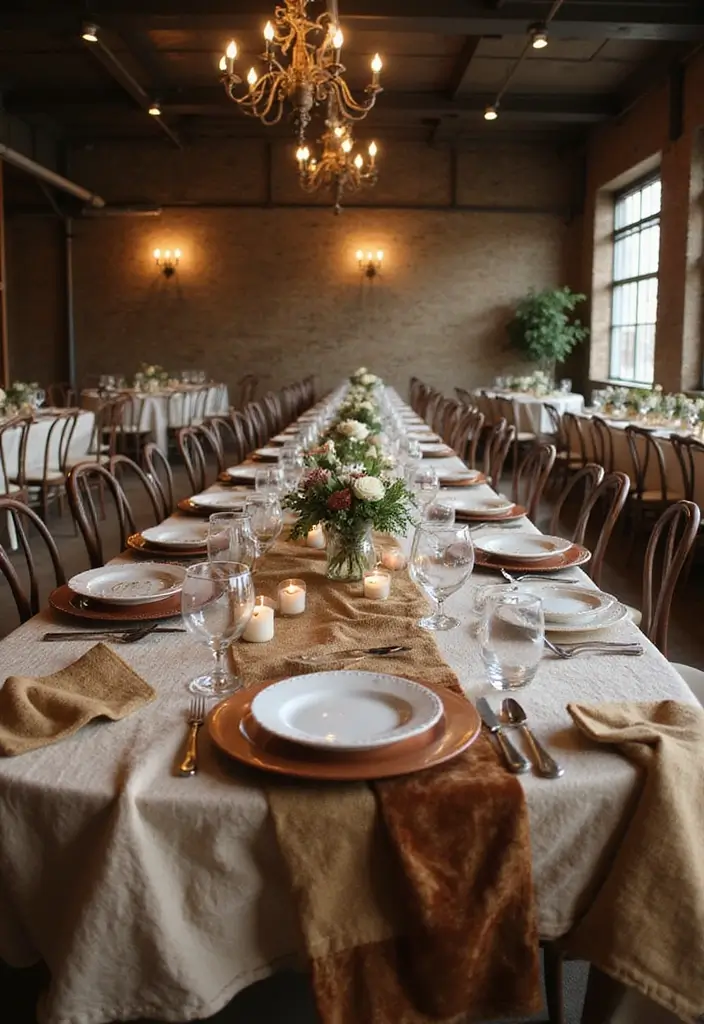 25 Modern Industrial Wedding Decor Ideas For Stylish Ceremonies - 23. Textured Table Linens