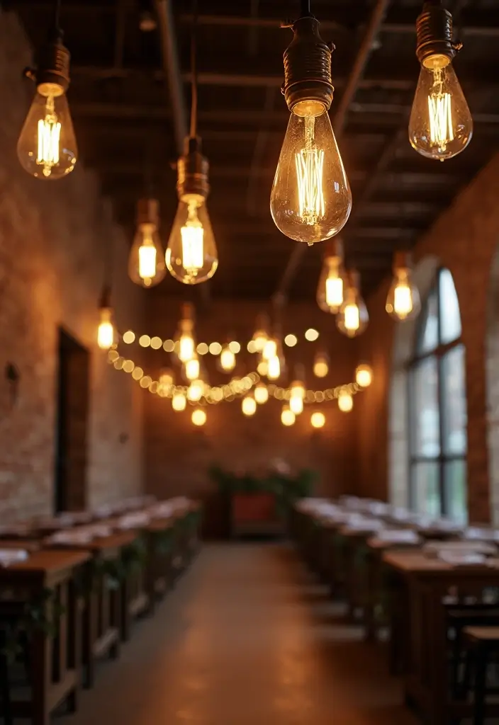 25 Modern Industrial Wedding Decor Ideas For Stylish Ceremonies - 3. Exposed Light Fixtures