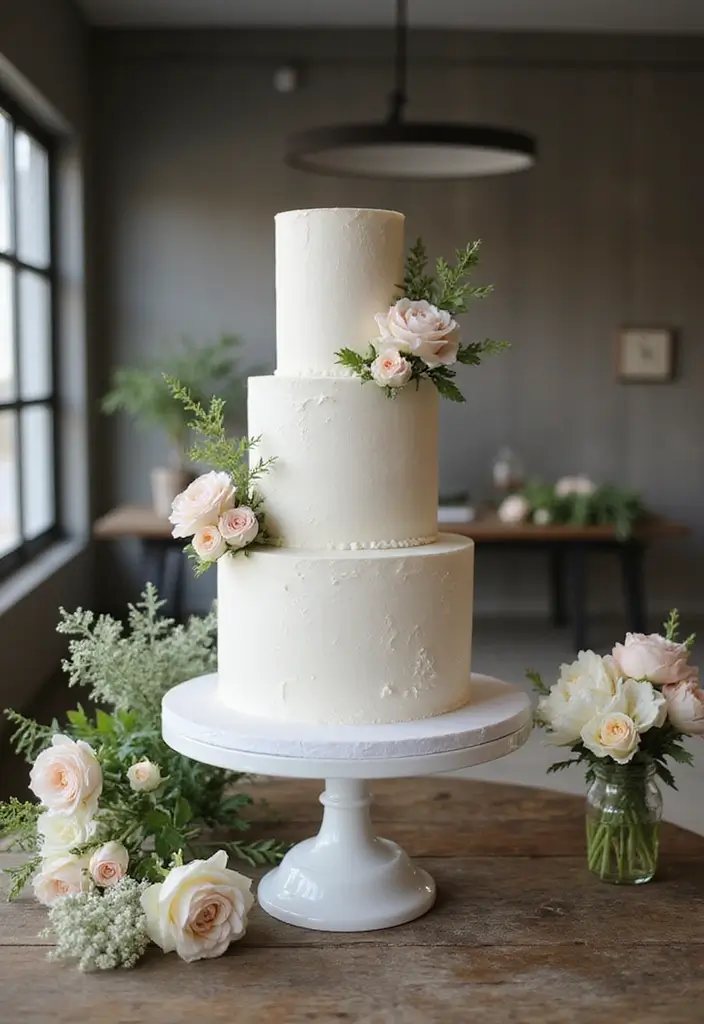 25 Modern Industrial Wedding Decor Ideas For Stylish Ceremonies - 7. Minimalist Cake Displays