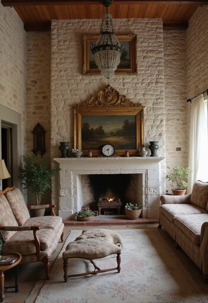25 Stone Wall Decor Ideas To Add Texture And Warmth 73 25 Stone Wall Decor Ideas To Add Texture And Warmth - 19. Stone Wall with Vintage Decor