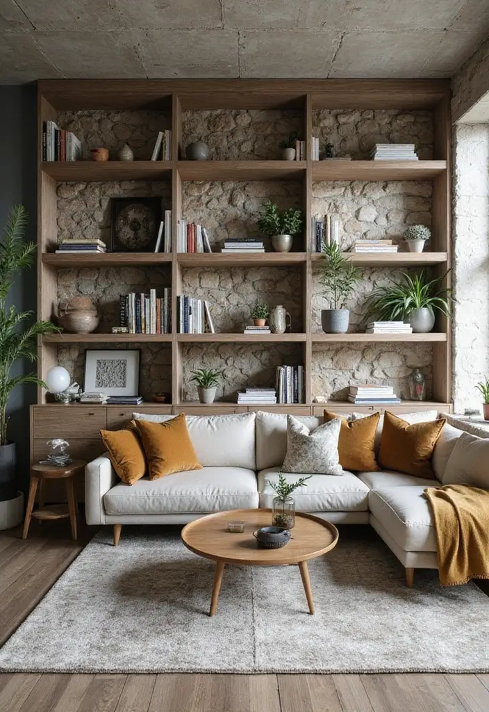 25 Stone Wall Decor Ideas To Add Texture And Warmth 29 25 Stone Wall Decor Ideas To Add Texture And Warmth - 5. Stone Wall Shelving