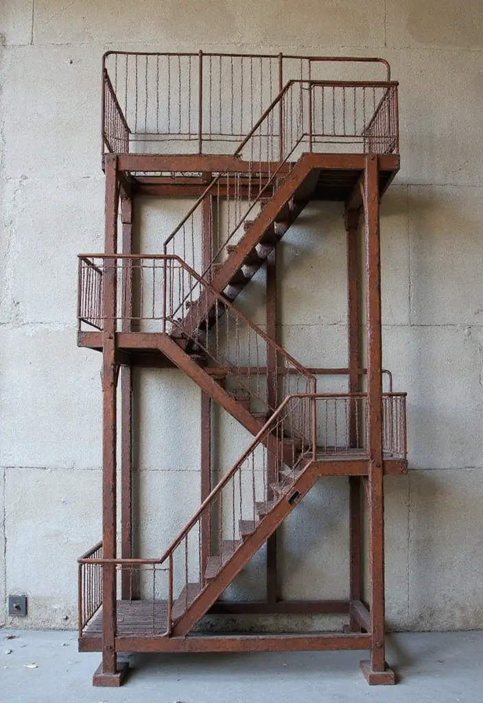 25 Wall Art Ideas For Industrial Decor Lovers 47 25 Wall Art Ideas For Industrial Decor Lovers - 21. Industrial Fire Escape Inspired Art