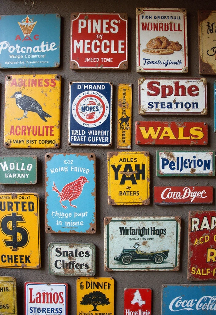 25 Wall Art Ideas For Industrial Decor Lovers 13 25 Wall Art Ideas For Industrial Decor Lovers - 5. Vintage Metal Signs
