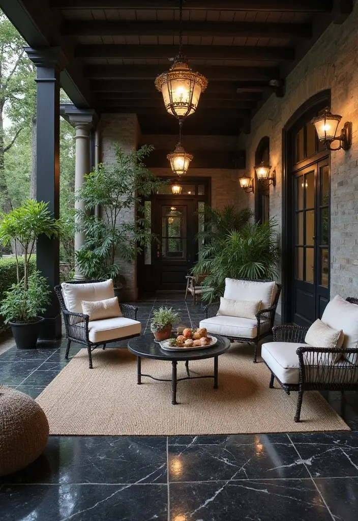 26 Black Marble Floor Decor Ideas For Luxury Spaces 46 26 Black Marble Floor Decor Ideas For Luxury Spaces - 10. Black Marble Outdoor Living Area