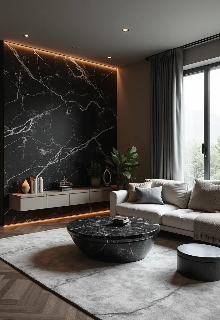 26 Black Marble Floor Decor Ideas For Luxury Spaces 67 26 Black Marble Floor Decor Ideas For Luxury Spaces - 13. Black Marble Accent Furniture