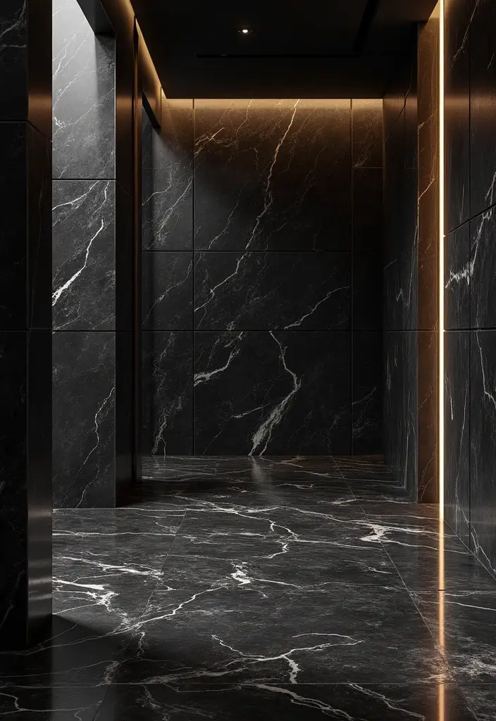 26 Black Marble Floor Decor Ideas For Luxury Spaces 81 26 Black Marble Floor Decor Ideas For Luxury Spaces - 15. Black Marble Accent Lighting