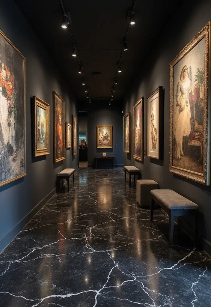 26 Black Marble Floor Decor Ideas For Luxury Spaces 123 26 Black Marble Floor Decor Ideas For Luxury Spaces - 21. Black Marble Gallery Wall