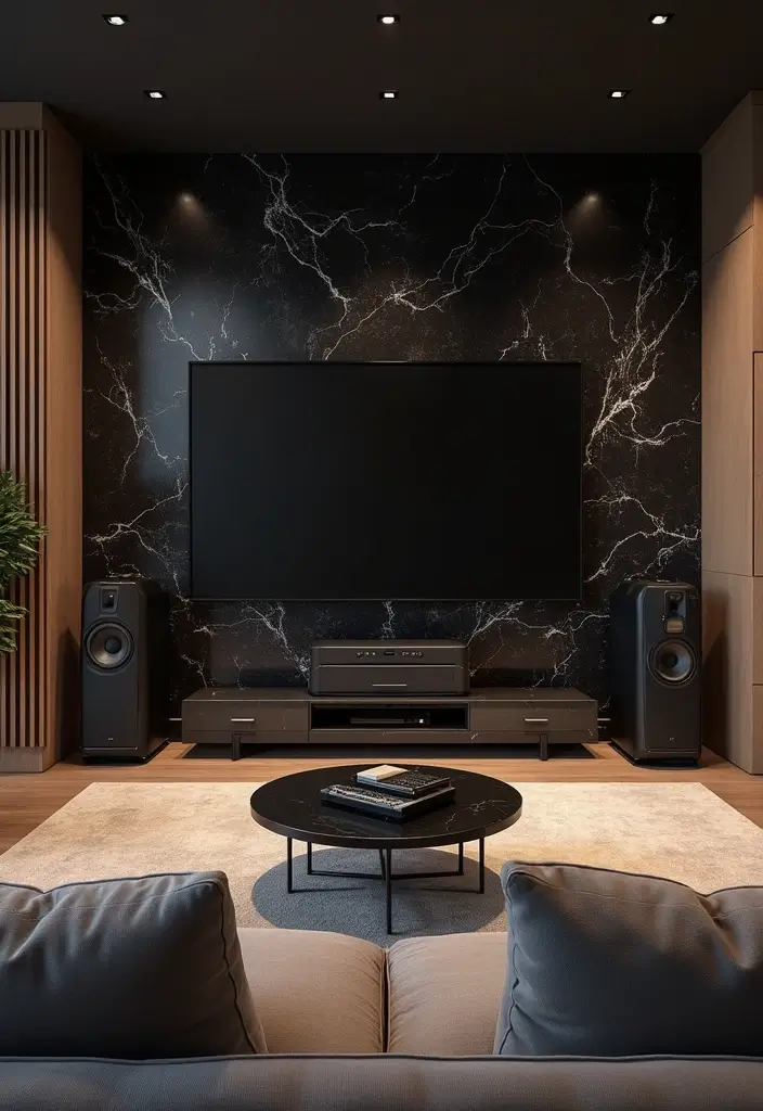 26 Black Marble Floor Decor Ideas For Luxury Spaces 137 26 Black Marble Floor Decor Ideas For Luxury Spaces - 23. Black Marble Surround Sound System