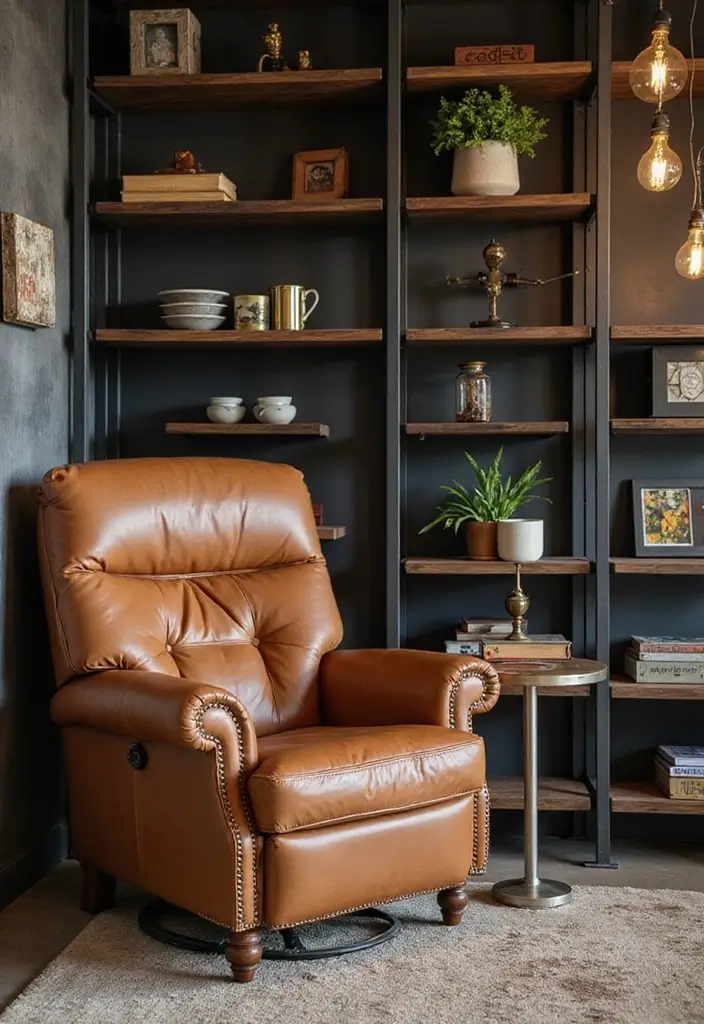 26 Brown Leather Recliner Living Room Decor Ideas You’ll Love 2 26 Brown Leather Recliner Living Room Decor Ideas You’ll Love - 2. Industrial Chic