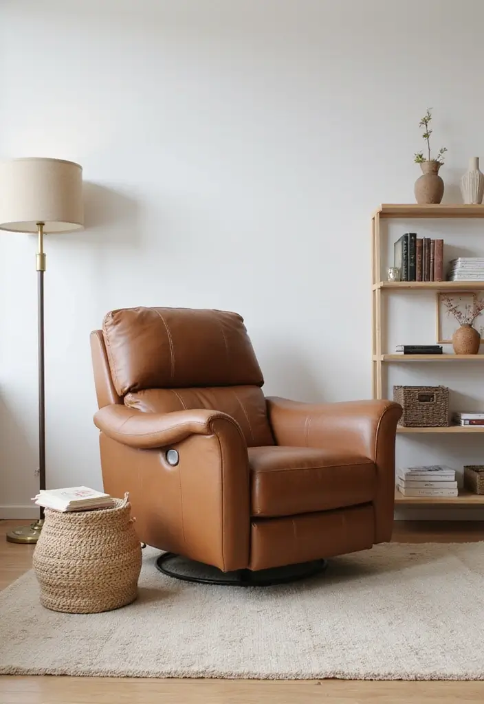 26 Brown Leather Recliner Living Room Decor Ideas You’ll Love 11 26 Brown Leather Recliner Living Room Decor Ideas You’ll Love - 5. Minimalist Charm