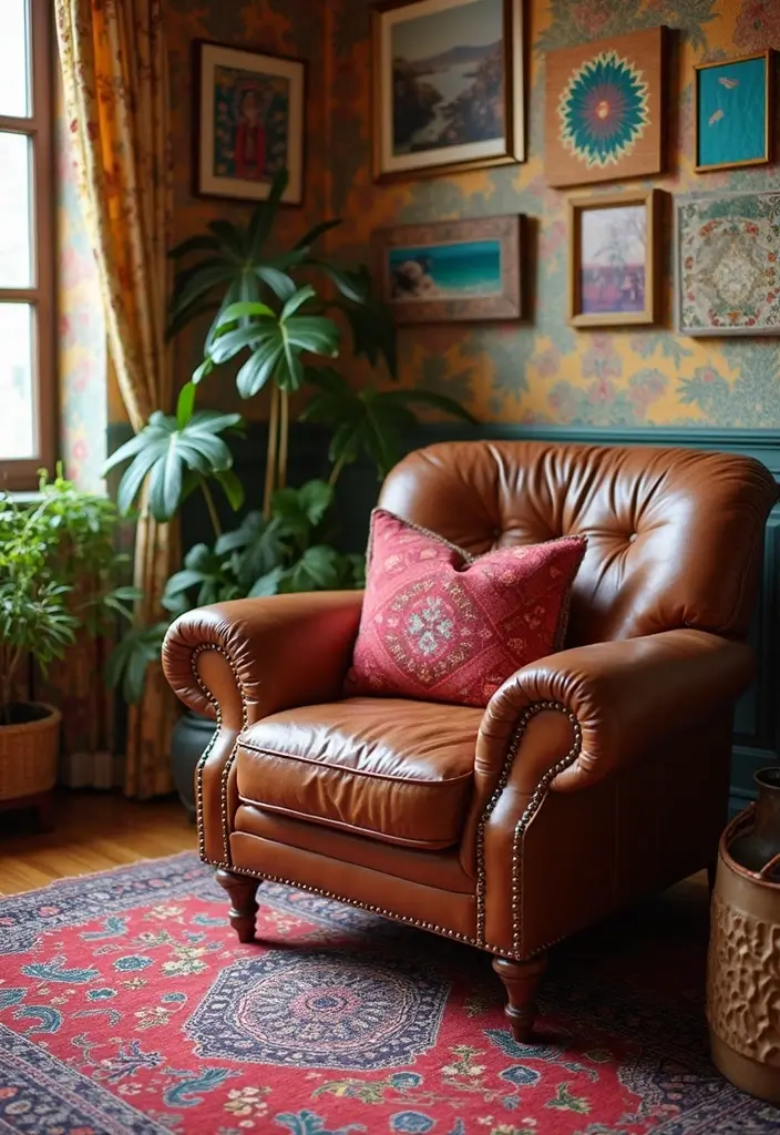 26 Brown Leather Recliner Living Room Decor Ideas You’ll Love 28 26 Brown Leather Recliner Living Room Decor Ideas You’ll Love - 8. Bohemian Flair