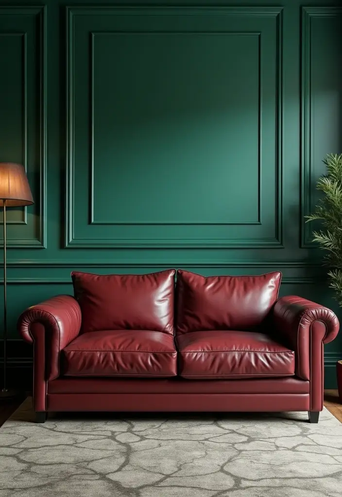 26 Burgundy Leather Couch Living Room Decor Ideas To Copy 47 26 Burgundy Leather Couch Living Room Decor Ideas To Copy - 13. Bold Wall Colors