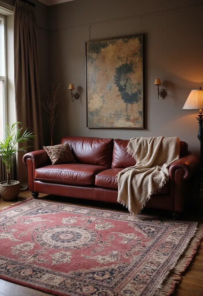 26 Burgundy Leather Couch Living Room Decor Ideas To Copy 82 26 Burgundy Leather Couch Living Room Decor Ideas To Copy - 20. Elegant Throw Rugs