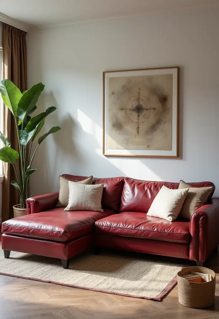 26 Burgundy Leather Couch Living Room Decor Ideas To Copy 89 26 Burgundy Leather Couch Living Room Decor Ideas To Copy - 21. Create Zones