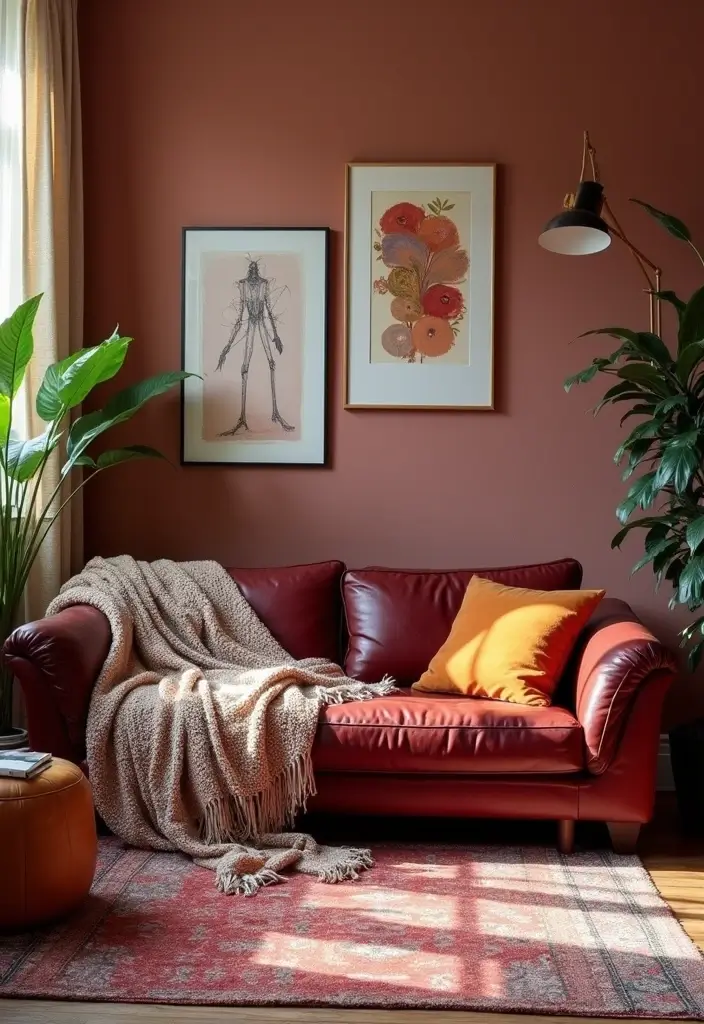 26 Burgundy Leather Couch Living Room Decor Ideas To Copy 113 26 Burgundy Leather Couch Living Room Decor Ideas To Copy - 25. Artistic Throws