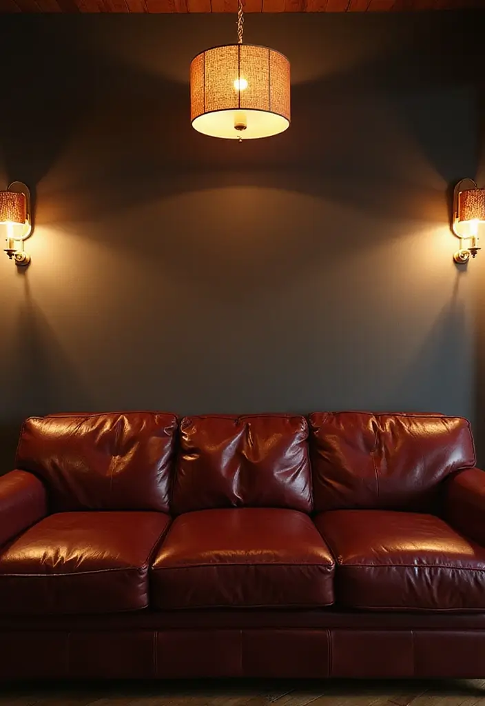 26 Burgundy Leather Couch Living Room Decor Ideas To Copy 24 26 Burgundy Leather Couch Living Room Decor Ideas To Copy - 8. Modern Lighting Fixtures
