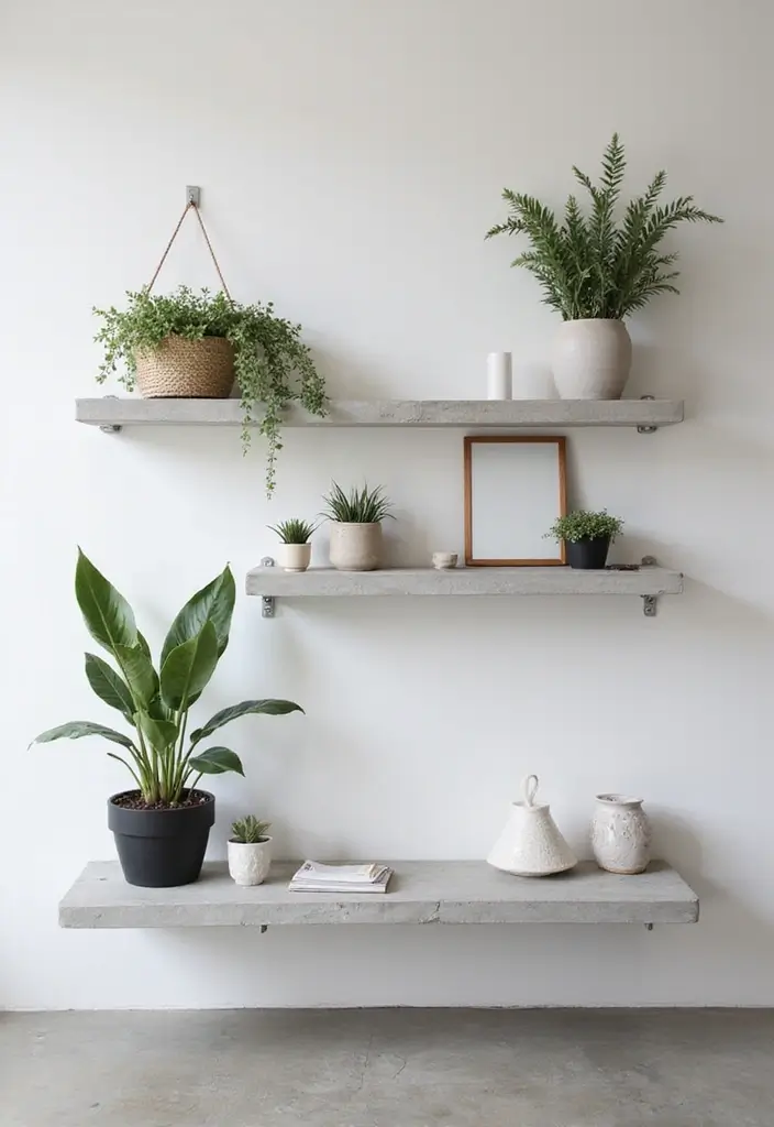 26 Concrete Wall Decor Ideas For Modern Industrial Homes 2 26 Concrete Wall Decor Ideas For Modern Industrial Homes - 2. Floating Concrete Shelves