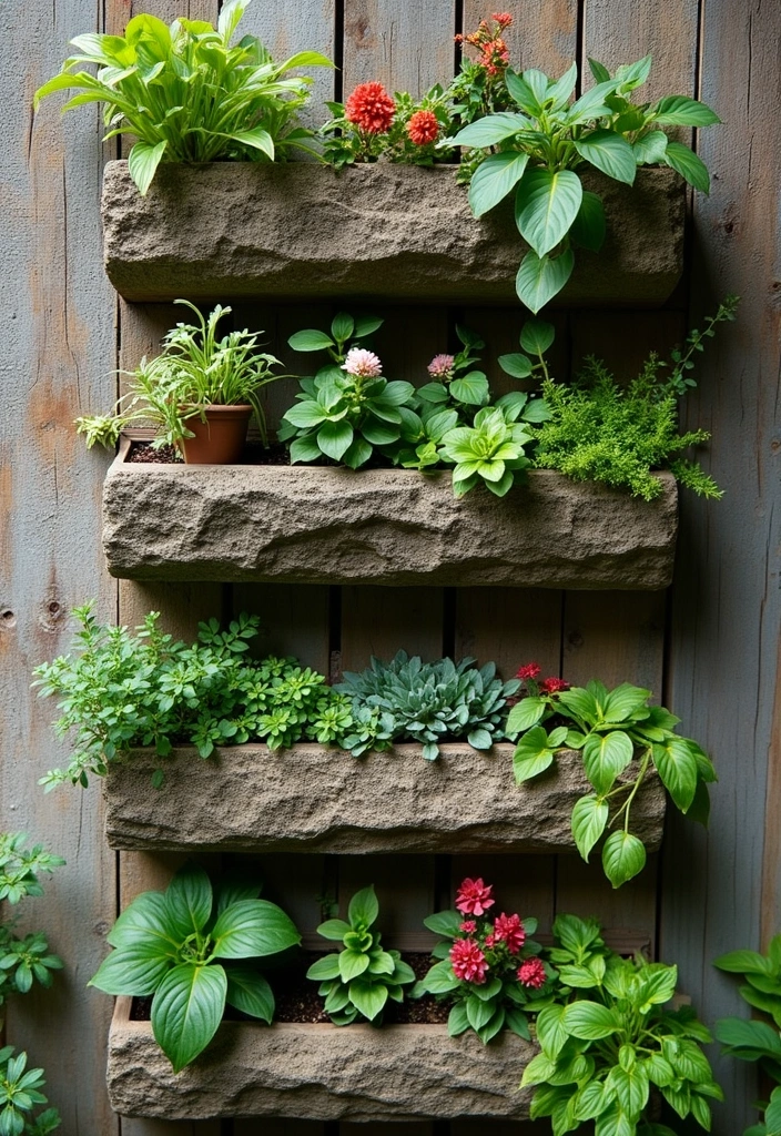 26 DIY Stone Craft Ideas For Rustic Home Decor Lovers 53 26 DIY Stone Craft Ideas For Rustic Home Decor Lovers - 17. Stone Wall Planters