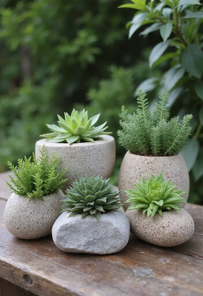 26 DIY Stone Craft Ideas For Rustic Home Decor Lovers 2 26 DIY Stone Craft Ideas For Rustic Home Decor Lovers - 2. Stone Planters