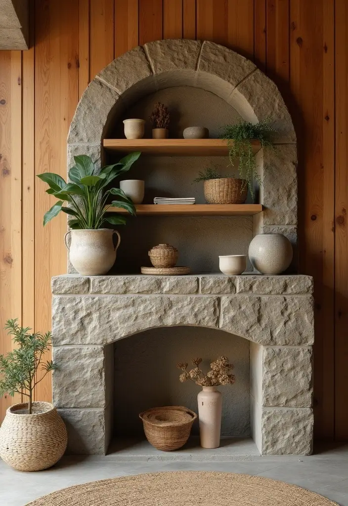 26 DIY Stone Craft Ideas For Rustic Home Decor Lovers 64 26 DIY Stone Craft Ideas For Rustic Home Decor Lovers - 20. Stone Wall Shelf